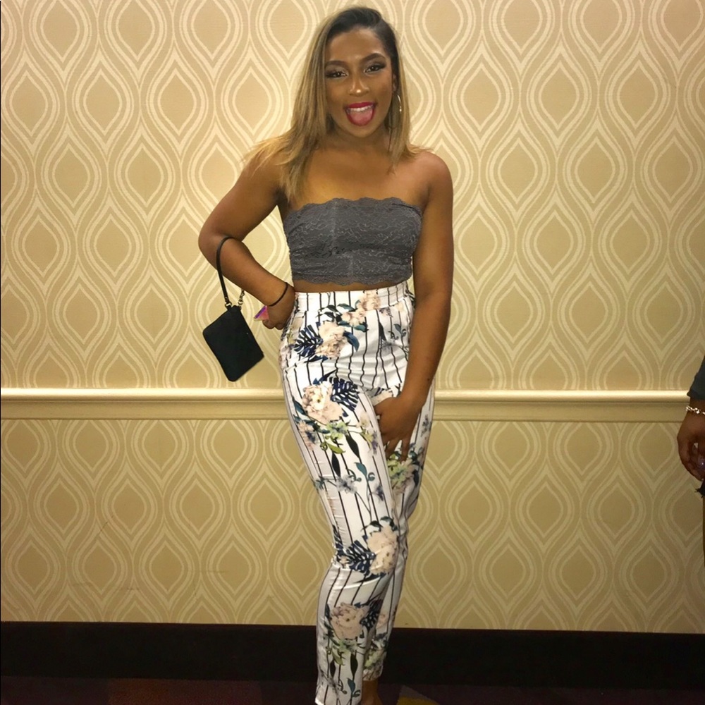 Pin Stripe Floral pants
